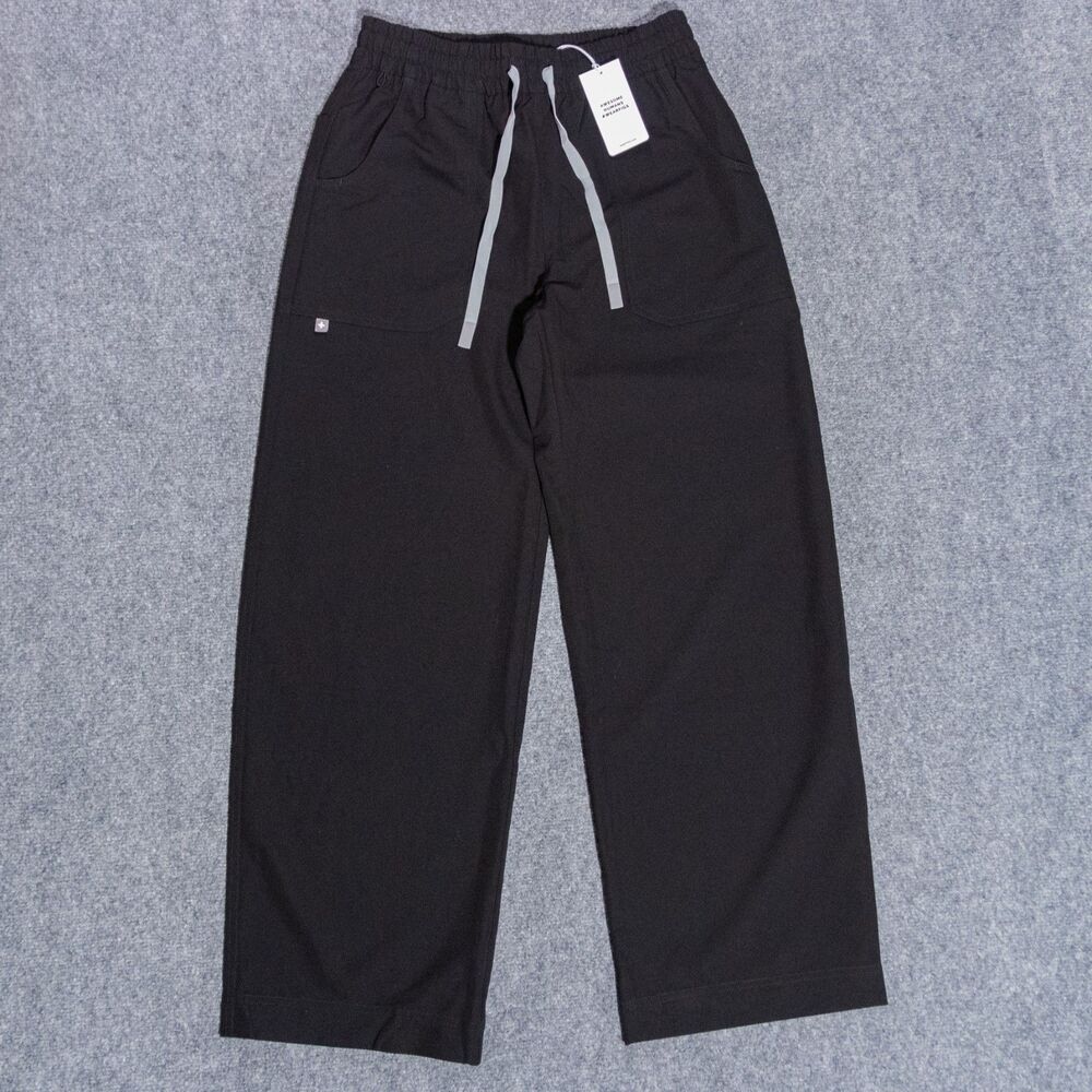 NWT FIGS Roslyn Mid Rise Wide Leg Scrub Pants Women's Small Regular Black